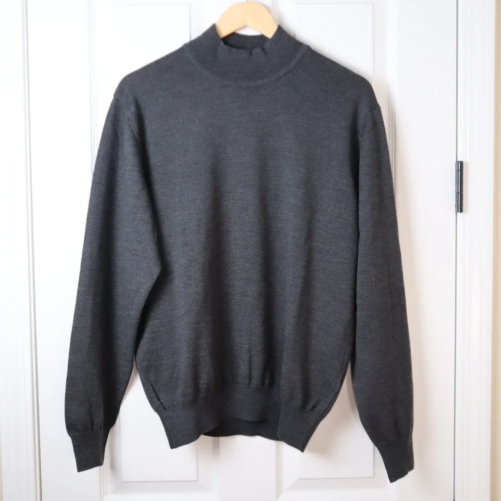 John W. Nordstrom ExtraFine Merino Wool Mock Turtleneck Sweater Mens M Italy Vtg